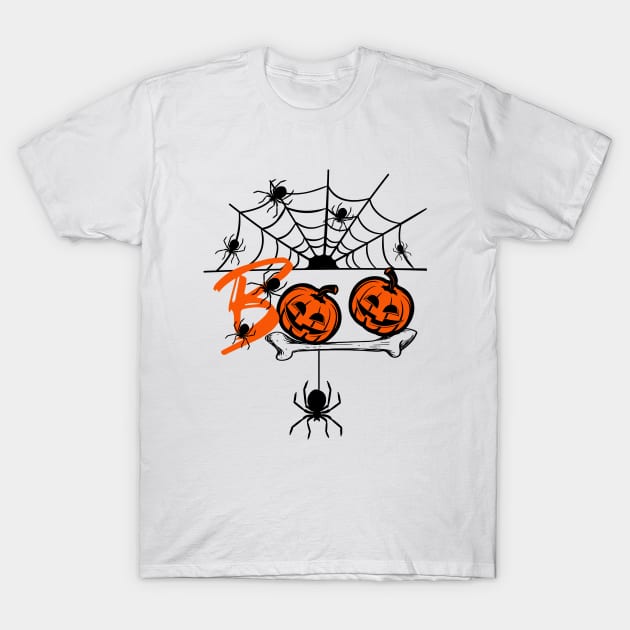 BOO Spooky Spiders T-Shirt by Happii Pink